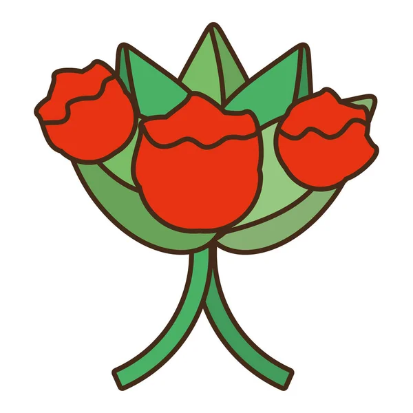 Ведро красные цветы икона свадьбы — стоковый вектор