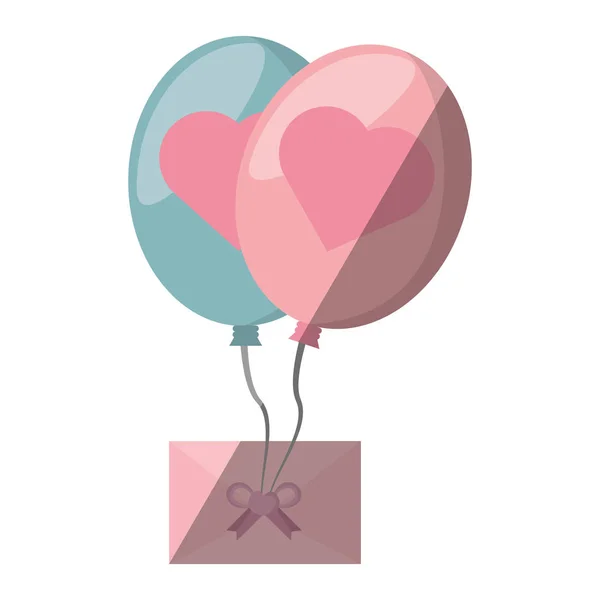 Létající balóny mail srdcem milovat design — Stockový vektor