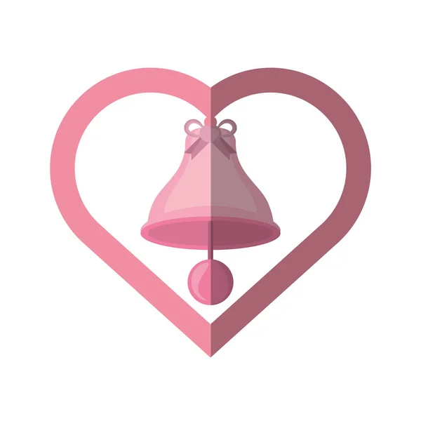 Rose cloche cadre coeur amour avec ombre — Image vectorielle