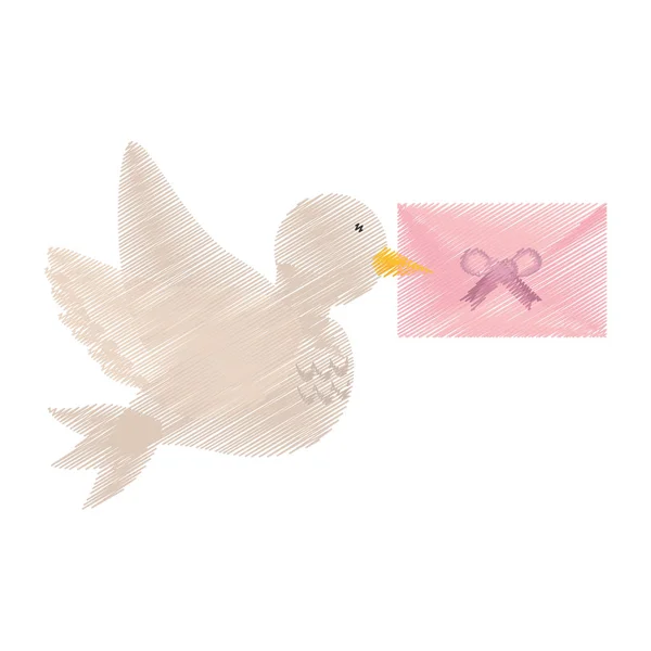 Dove och kuvertikonen bröllop symbol — Stock vektor