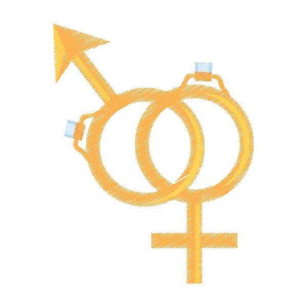 Símbolo sexo feminino anel masculino casamento design — Vetor de Stock