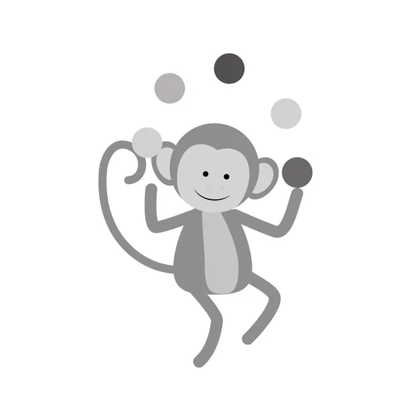 Mono malabarismo dibujos animados — Vector de stock
