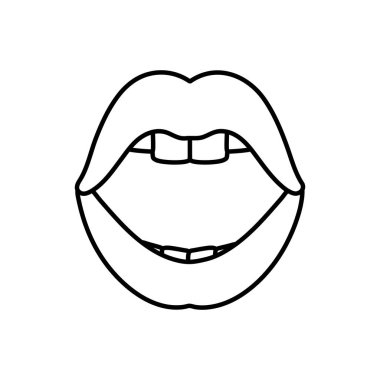 Kadının dudakları çizgi stili