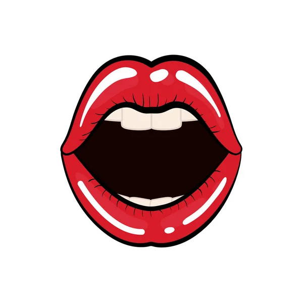 Perempuan bibir gaya komik - Stok Vektor