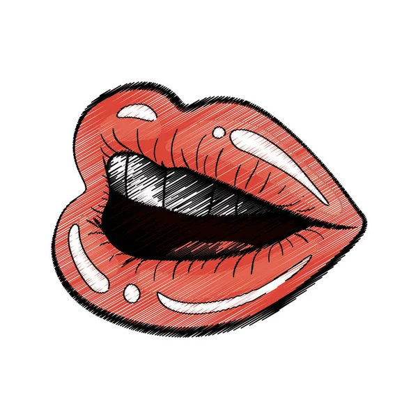 Mujer labios estilo cómico — Vector de stock