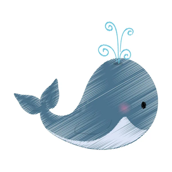 Kartun ikan paus lucu - Stok Vektor