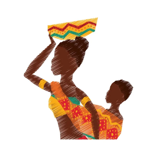 Africká žena dítě — Stockový vektor