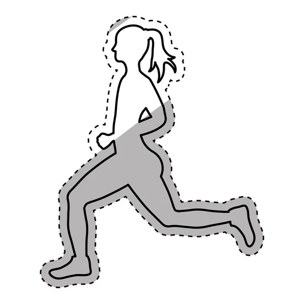 Mujer corriendo fitness — Vector de stock