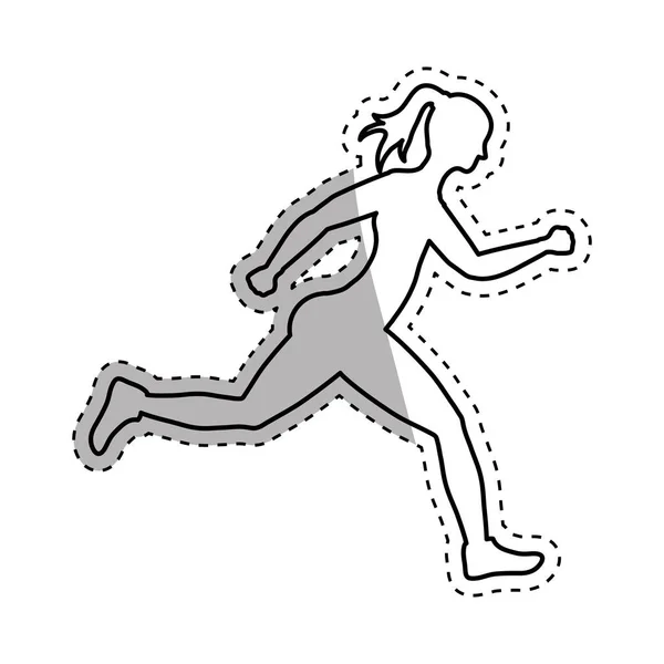 Mujer corriendo fitness — Vector de stock