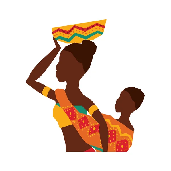 Donna africana bambino — Vettoriale Stock