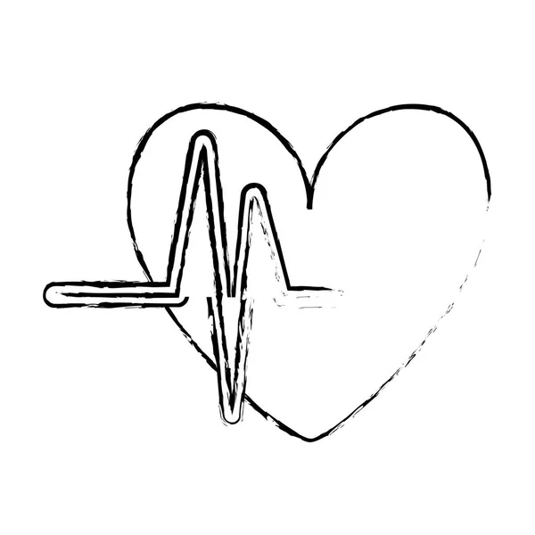 Dibujos animados corazón con icono de cardiograma imagen vector ilustración des — Vector de stock