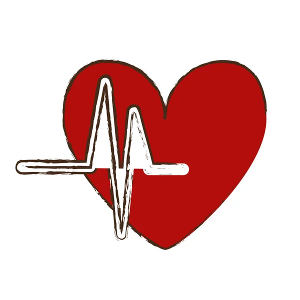 Hjärtat tecknad med kardiogram ikonen bild vektor illustration des — Stock vektor