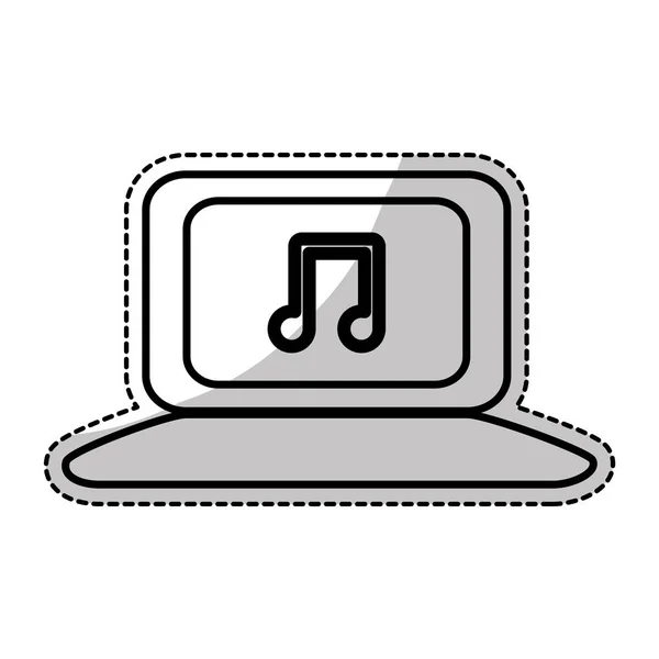 Ordinateur portable et note musicale — Image vectorielle