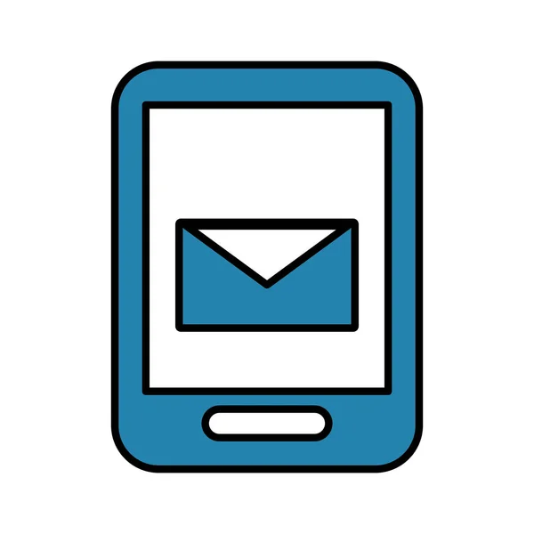 Smartphone con icono de correo — Vector de stock