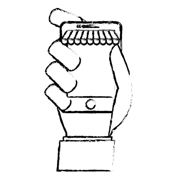 Mano sosteniendo un smartphone — Archivo Imágenes Vectoriales