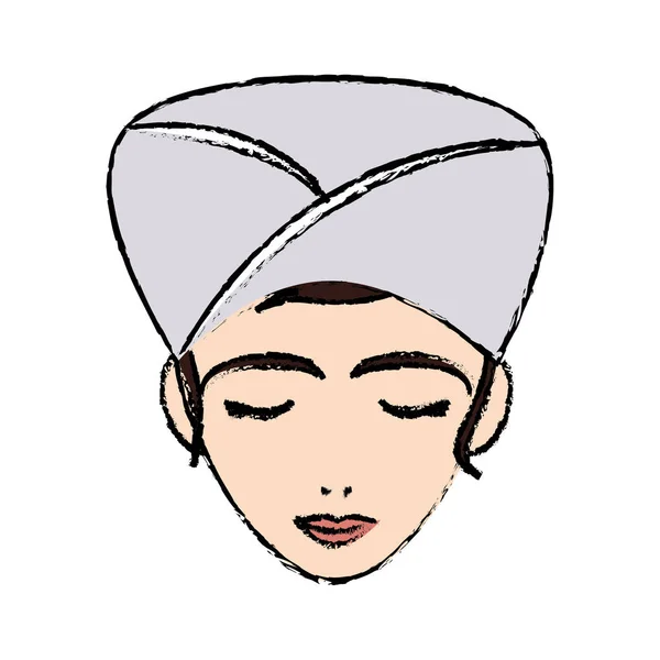 Женщина с полотенцем на голове иконка спа — стоковый вектор