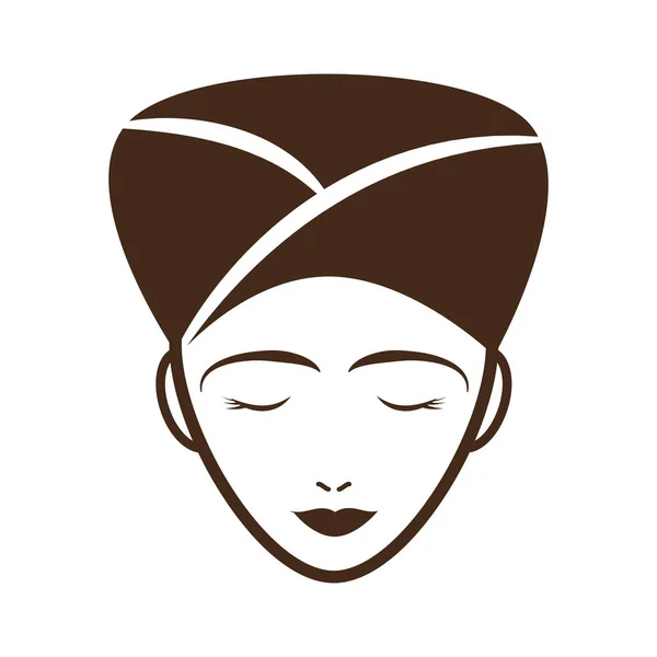 Femme avec serviette sur la tête icône spa image — Image vectorielle