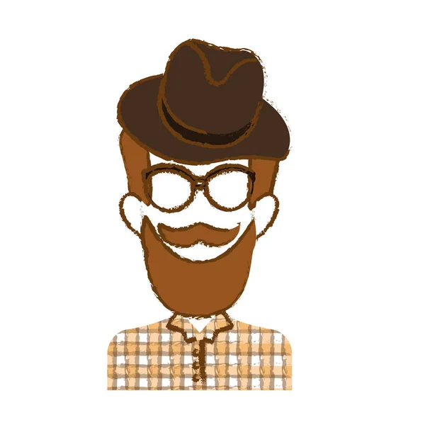 Hipster man pictogramafbeelding — Stockvector