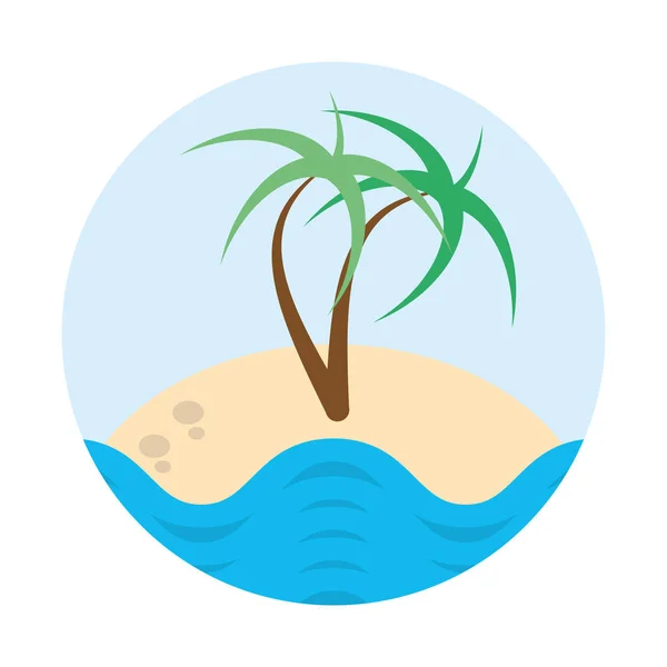 Palm tree sand beach island badge — Stock vektor