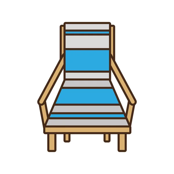 Chaise bleue plage signe en bois — Image vectorielle