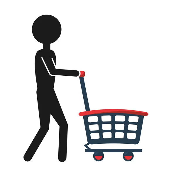 Human figure with shopping cart — Stock Vector