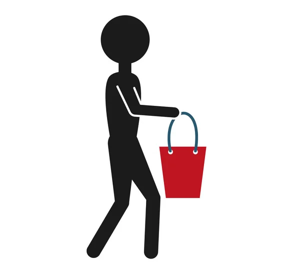 Human figure with shopping basket — Stock Vector