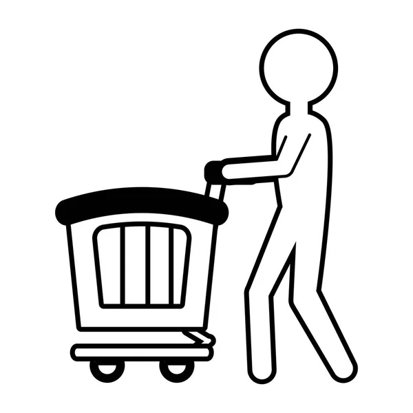 Human figure with shopping cart — Stock Vector