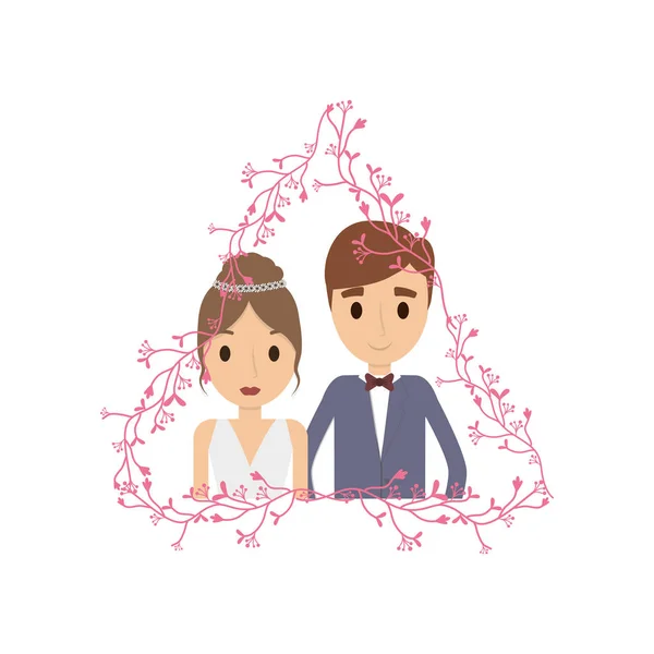 Para nowożeńcy ramy dekoracyjne — Wektor stockowy