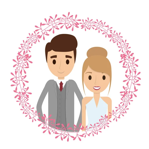 Para nowożeńcy ramy dekoracyjne — Wektor stockowy
