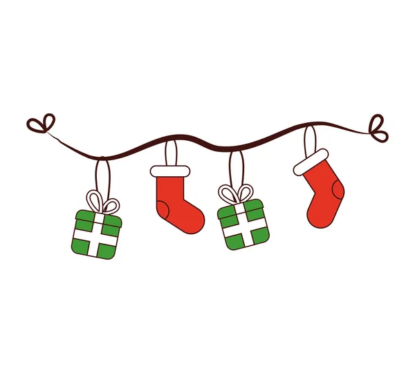 Merry christmas decoration hanging — Stock Vector