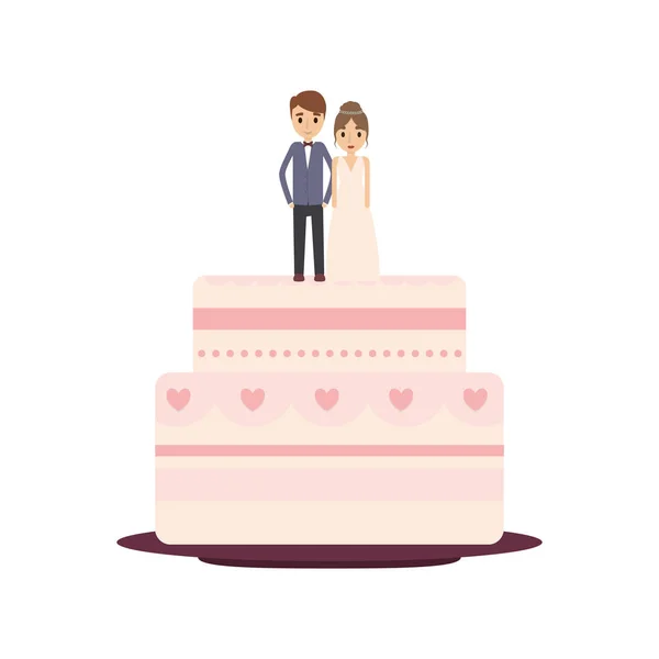 Çift lezzetli düğün pastası — Stok Vektör