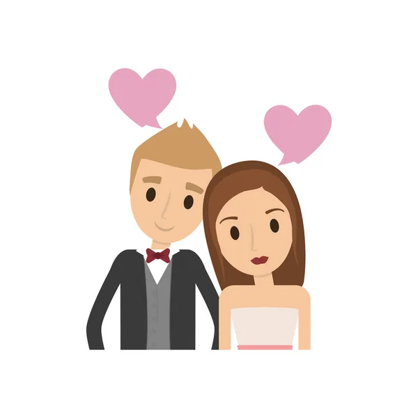 Couple de jeunes mariés cadre décoratif — Image vectorielle