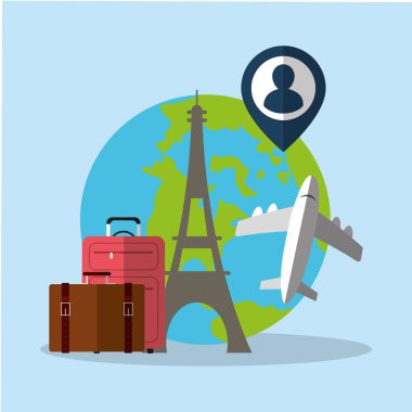 Dünya uçak Bagaj seyahat paris PIN göster