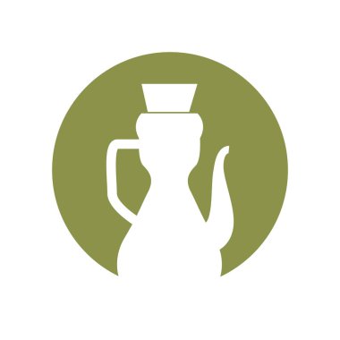 Zeytin şişe cam mantar siluet ve yeşil daire kolu