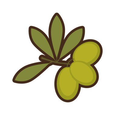 Yeşil dal zeytin ağacı doğa işareti karikatür