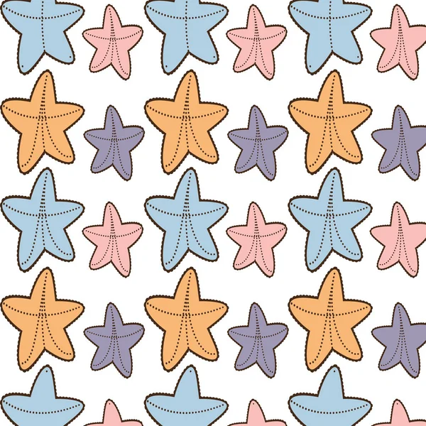 Ed starfish beach seamless pattern design — Stock Vector