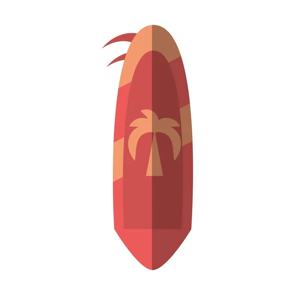 Dessin animé planche de surf rose passe-temps plage été ombre — Image vectorielle