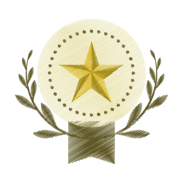 Rysunek godło gwiazda wygrać liści oliwek puste — Wektor stockowy