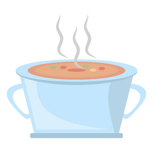 Olla de acero sopa cocina caliente diseño — Vector de stock
