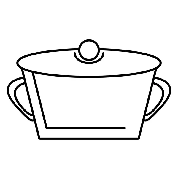 Olla sopa de acero cocina caliente diseño contorno — Vector de stock