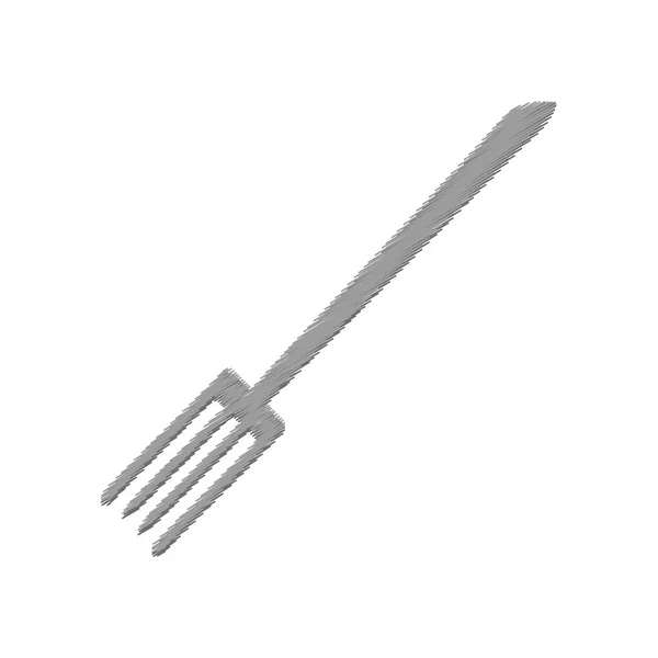 Cartoon gaffel stål silver kök ikonen disposition — Stock vektor
