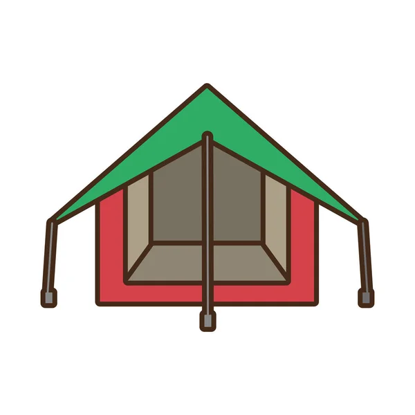 Tienda de turismo camping excursiones verde y rosa — Vector de stock