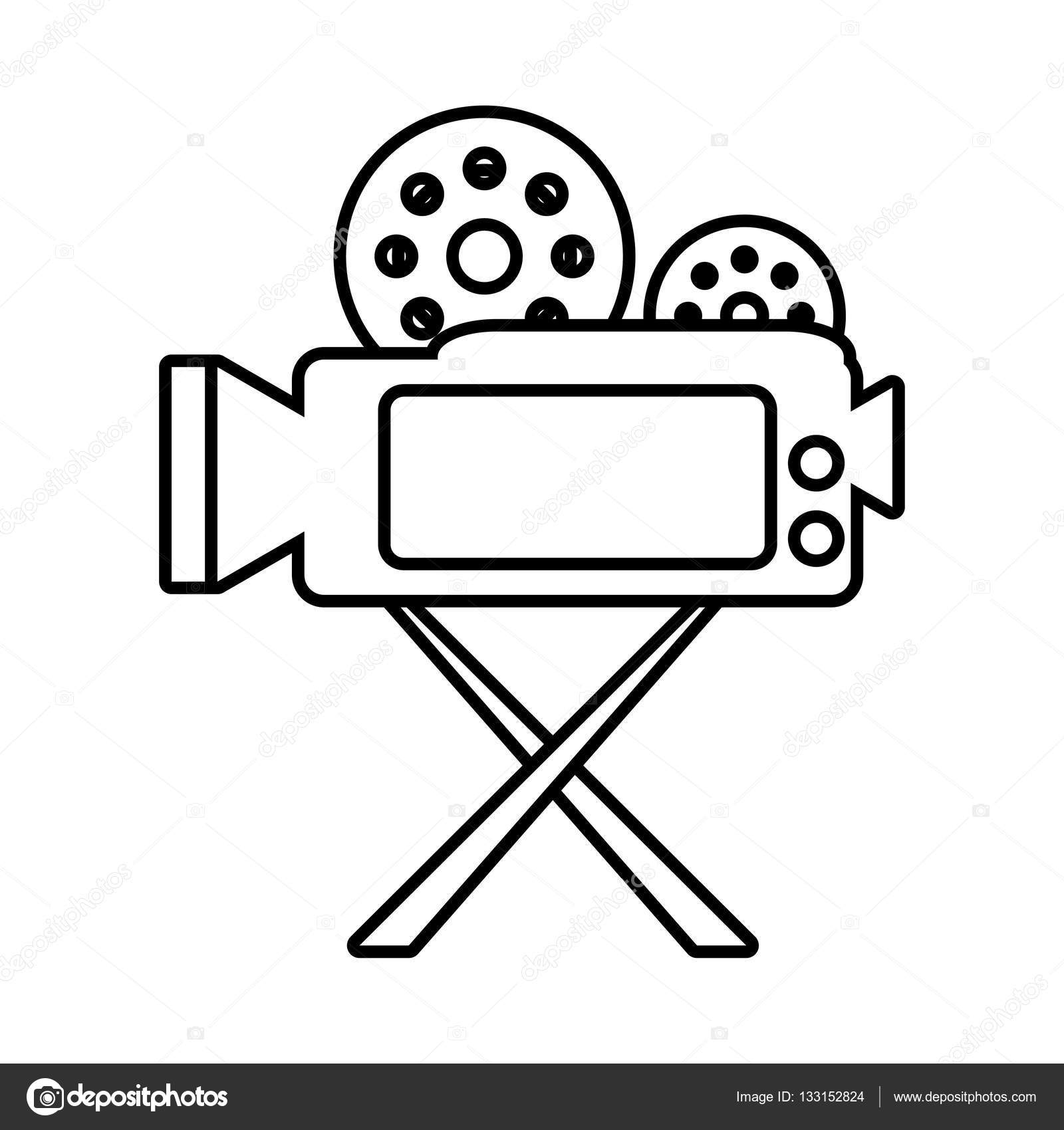 Camera Film Record Movie Tripod Outline Stock Vector C Djv 133152824