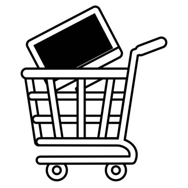 alışveriş sepeti online bilgisayar dijital siyah ekran anahatları