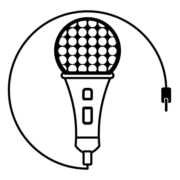 Microphone musique karaoké son contour — Image vectorielle