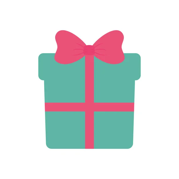 Zelená Dárková krabice s růžovou stuhou — Stockový vektor