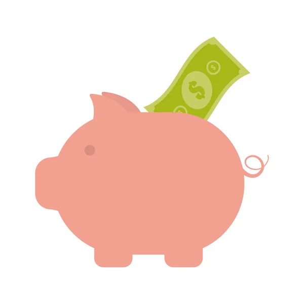 Piggy pengar bill dollar säkerhet ikonen — Stock vektor