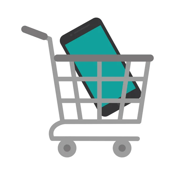 ショッピング カート オンライン携帯電話緑画面 — ストックベクタ