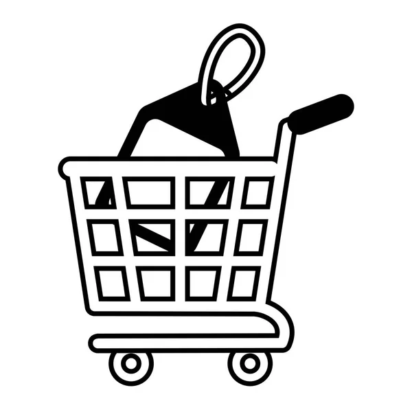 Shopping cart online price tag outline — Stock Vector