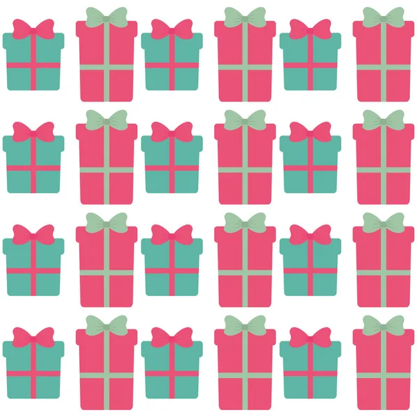 Verde y rosa cajas de regalo con patrón sin costura arco — Archivo Imágenes Vectoriales